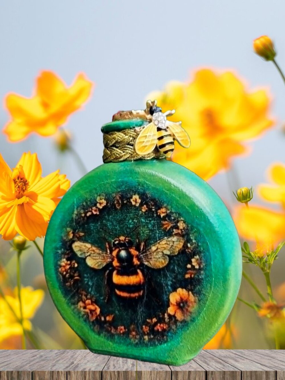 Bumble Bee Decorative Piece -Small Shelf Accent -Nature-Inspired Gift